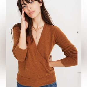 Madewell Wrap Front Pullover Sweater in Coziest Yarn sz XXS